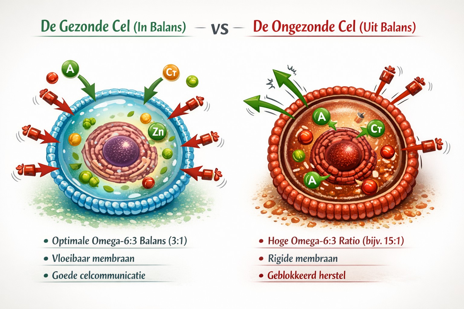 Gezonde cel vs ongezonde cel